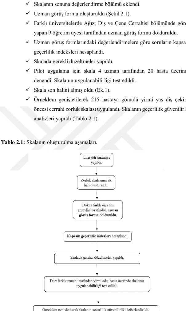 Tablo 2.1: Skalanın oluşturulma aşamaları. 