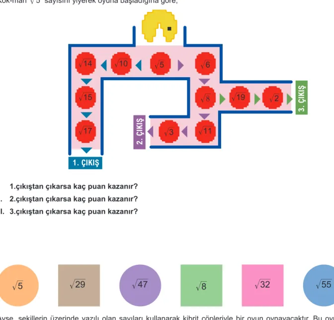 Şekil kare olduğundan bu şekle büyük olan  37 6 - 7