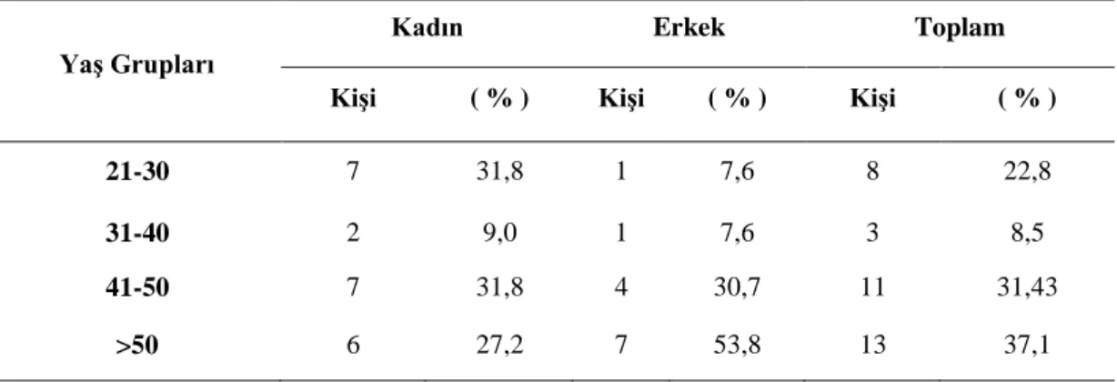 Şekil 9. Katılımcıların yaş dağılım grafiği 