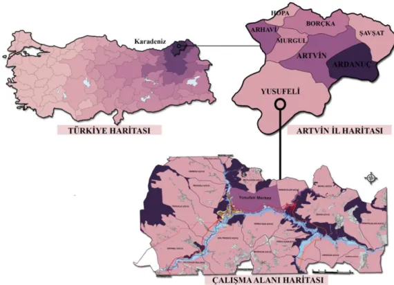 Şekil 1. Çalışma alanının coğrafi konumu 