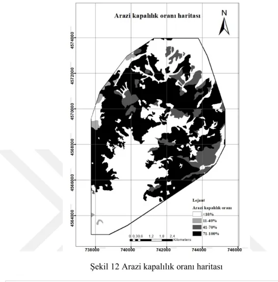 Şekil 12 Arazi kapalılık oranı haritası 