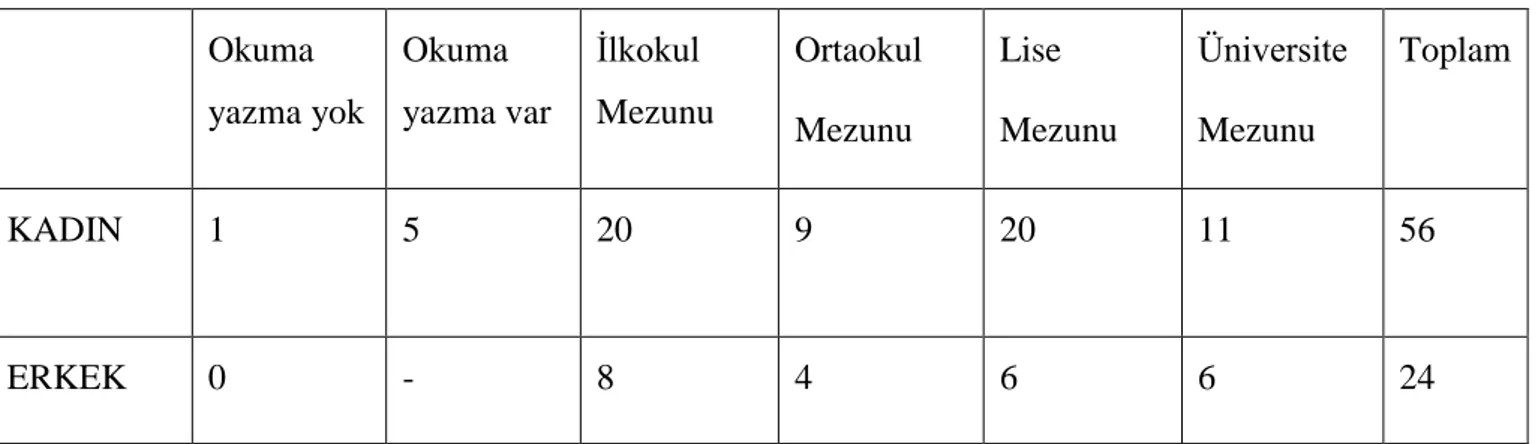 Tablo 2. Kaynak kişilerin eğitim düzeyi 