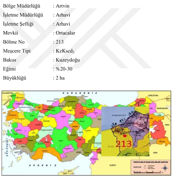 Şekil 1. Araştırma Alanının Türkiye’deki yeri 