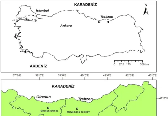 Şekil 2. Örnek Alanların Alındığı Yöreler 