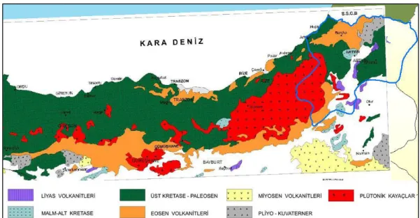 Şekil 9. Artvin İli Jeoloji Haritası (URL 9, 2013) 