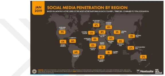 Şekil 6: Bölgesel Sosyal Medya Kullanım Oranı 