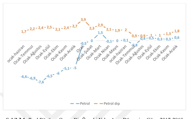 Şekil 3.1: Reel Büyüme Oranı, Bir Önceki Yılın Aynı Dönemine Göre. 2017-2018 