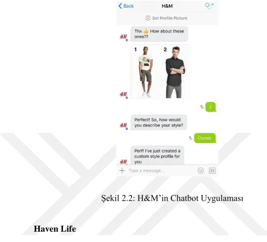 Şekil 2.2: H&amp;M’in Chatbot Uygulaması 