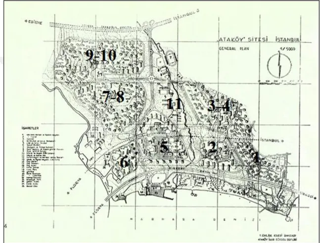 Şekil 4.16. Ataköy için hazırlanan yerleşim planı; Baruthane Proje Bürosu, 1957  (Menteşe 1958) (http://dergi.mo.org.tr/dergiler/2/232/3211.pdf, 