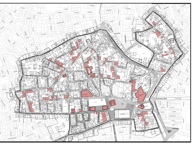Şekil  3.16;  Çalışma  alanında  sivil  mimarlık  örneklerinin  alan  içindeki  dağılımı  (Karakozak,2012) 