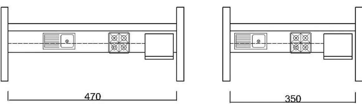 Şekil 2.12. I tipi mutfak planları  (Ağat, 1991). 