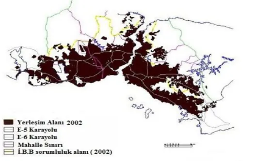 Şekil 4.6 İstanbul’un 2002’deki yapılaşması alanları 