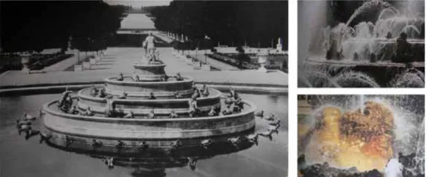 Şekil 2.58 Versailles: Latona havuzu –  Latona yakın görünüş ve Fıskiye detayı (Plumptre, 