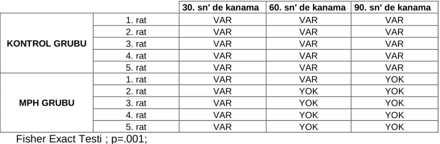 Tablo 5. Hemostaz süreleri 