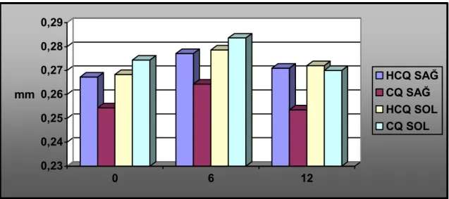 Tablo 11: Hidroksiklorokin kullanan hastalar4n ba%lang4ç, alt4nc4 ve 12.ayda OCT ile 