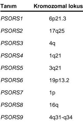 Tablo 1  Psoriyazisle ili şkili genetik lokuslar    