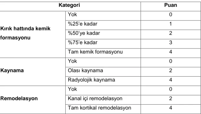 Tablo 1. Modifiye Lane and Sandhu radyolojik skorlama sistemi  