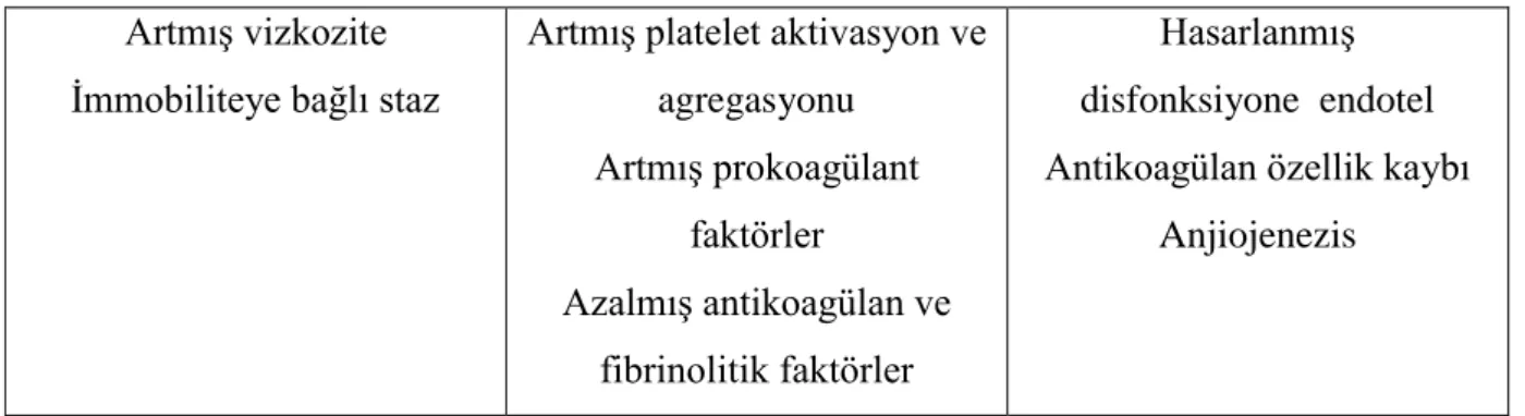 Tablo 3: Güncel Wirchow Triadı 