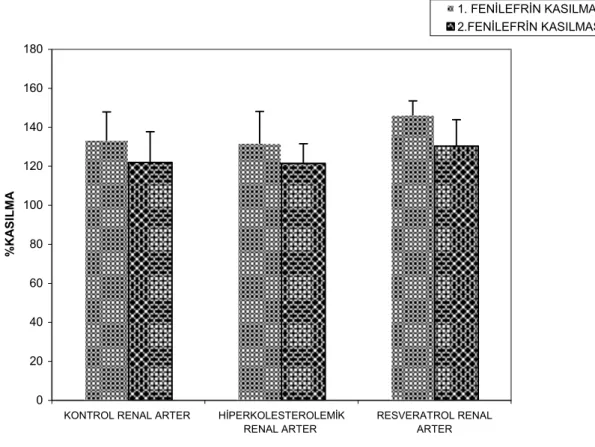 Şekil 11: Renal arterde birinci ve ikinci fenilefrin uygulamasının karşılaştırmalı  sonuçları020406080100120140160180