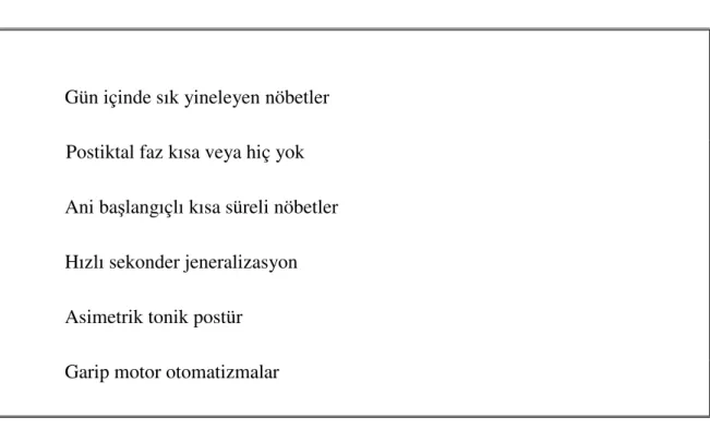 Tablo 6. Frontal lob epilepsisinin özellikleri 