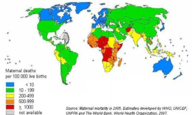 Şekil  4.    Dünyada  Bin  Canlı  Doğumda  Beş  Yaş  Altı  Çocuk Ölüm Hızları, 2007 (Worldbank, 2010) 