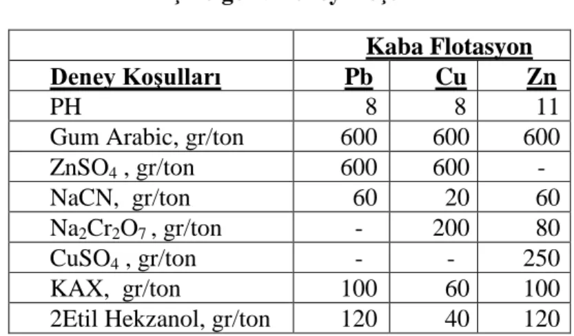 Çizelge 2. Deney KoĢulları 