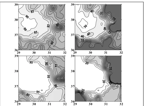 Şekil 7. Hipotezsiz Poisson dağılımına göre 75 yıllık süreçte M≥6 magnitüdlü depremlerin (a) normal  dağılım olma olasılıkları (%) ve (b) normal dağılım dönüş periyotları, (c) yığınsal dağılım olma 