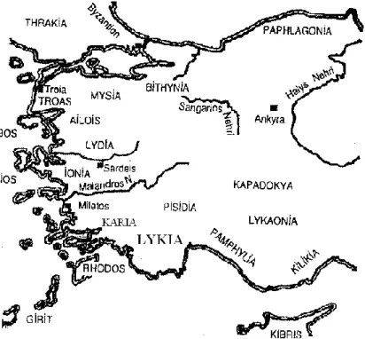 Şekil 1. Antik dönemde Anadolu’da bölgeler 
