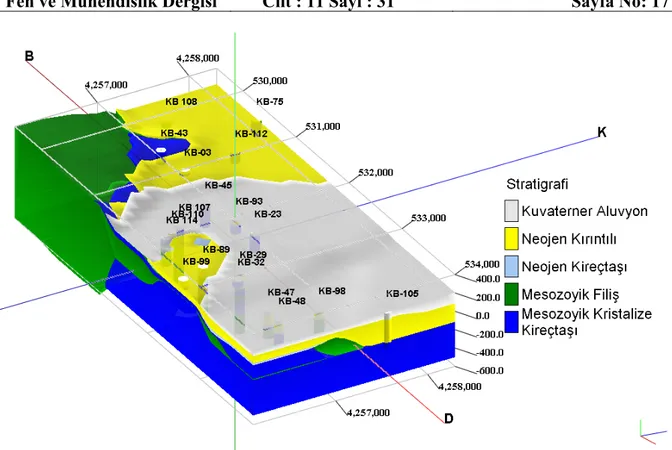 Şekil 6. Üç Boyutlu Jeolojik model 