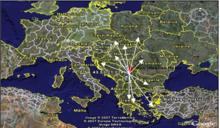 Figure 5. Center of Gravity and Countries having Logistics 