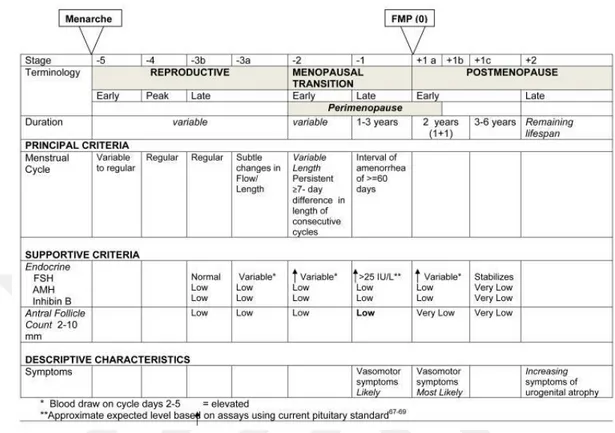 Şekil 1. The STRAW+10 – Staging System for Reproductive Aging in Women –  Reprodüktif Yaşlanma Evreleme Sistemi (Harlow et al, 2012)