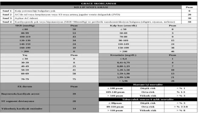 Tablo 1. Grace skorlaması 