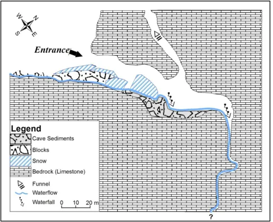 Figure 5:  The plan of Kepir Swallow Hole Cave 
