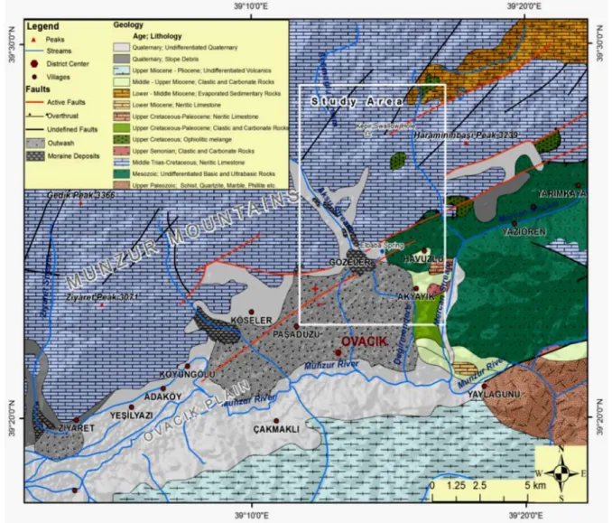 Figure 2: The geologic features of the study area and its surroundings (modified from Özgül 1981)  3