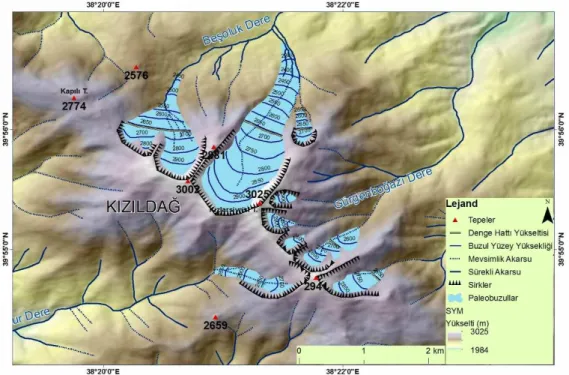 Şekil 6. Kızıldağ buzul rekonstrüksiyonu. Figure 6. Glacial reconstruction of Kızıldağ4