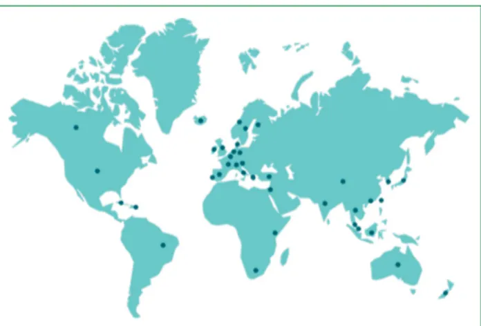 Şekil 1. Airbnb’nin kullanıldığı ülkelerin dünyadaki dağılımı