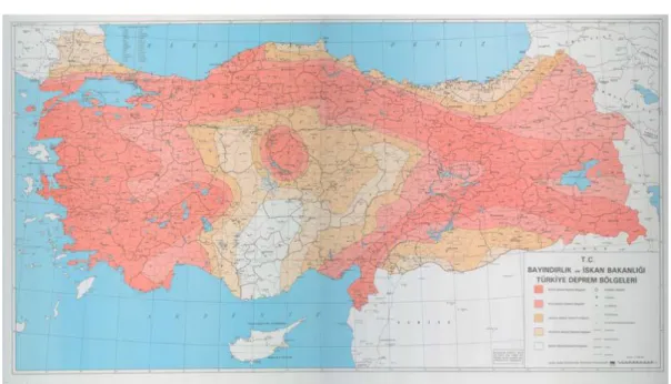 Şekil 5-4. Türkiye Deprem Bölgeleri Haritası (1996) [18]. 