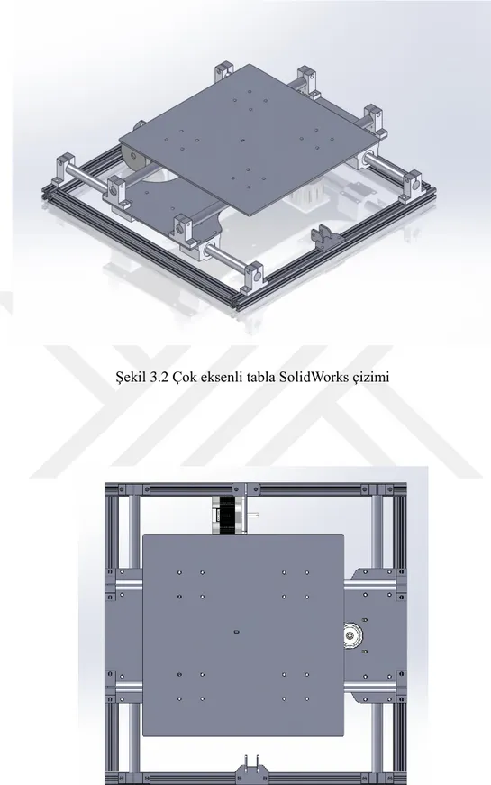 Şekil 3.2 Çok eksenli tabla SolidWorks çizimi 