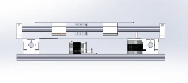 Şekil 3.4 SolidWorks çok eksenli titreşim masası karşıdan görünüşü 