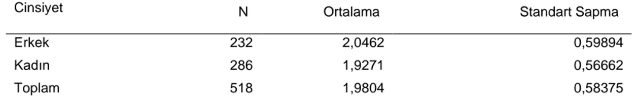 Tablo 13  Cinsiyete Göre Finansal Okuryazarlık 