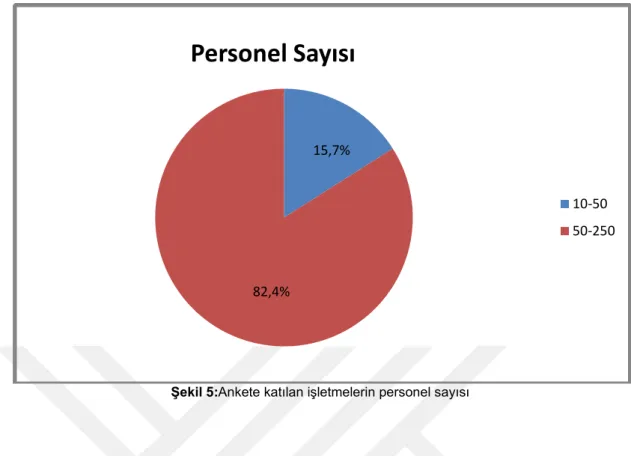 Şekil 5:Ankete katılan işletmelerin personel sayısı 