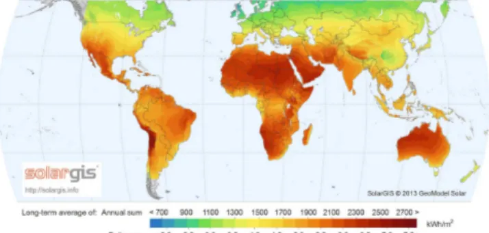 Fig. 1. The world map of global horizontal irradiation [26]  II.  M ULTI -P ERIOD  P REDICTION  A PPROACH