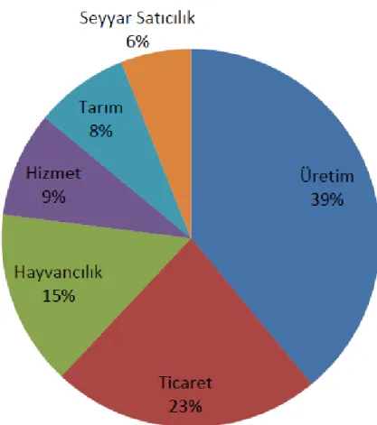 Grafik 2 - 28.02.2011 Tarihi İtibarıyla Diyarbakır’da Dağıtılan  Mikrokredinin Sektörel Dağılımı  