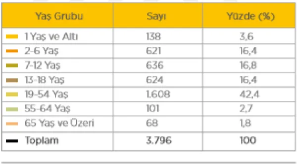 Tablo 4 : Kamplarda Kalan Suriyeli Kadınların Yaş Dağılımı 56