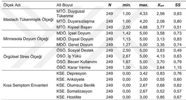 Tablo 6: Betimleyici Temel İstatistik  