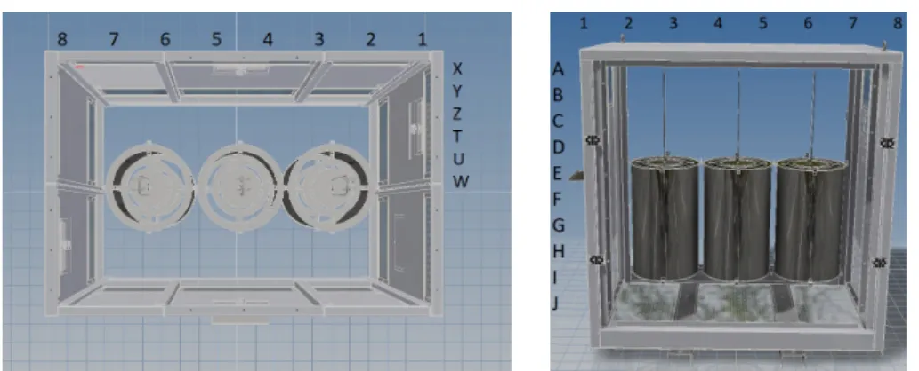 Figure 5. A view of the internal structure of the prepared model (a) in (X-Z) direction  and (b) in (X-Y) direction
