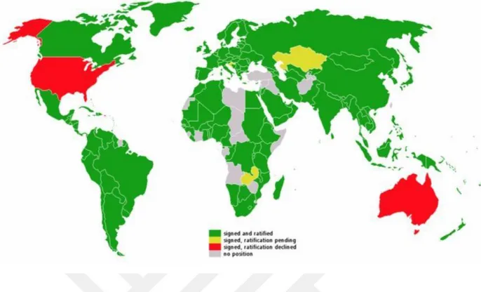 Şekil 2.14. Kyoto Protokolü Katılma Haritası 