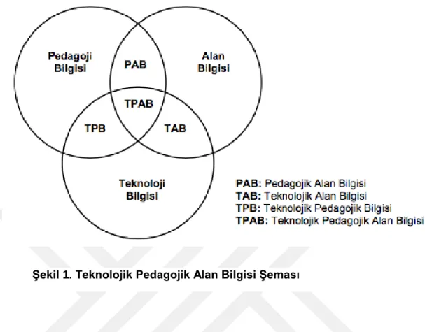Şekil 1. Teknolojik Pedagojik Alan Bilgisi Şeması 