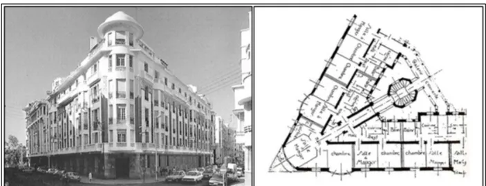 Figure  3.11:  Apartment  buiding  constructed  for  Europeans  in  Rue  d’agadir,  Casablanca in 1928 