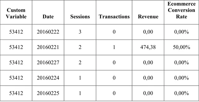 Table 3.3: Visitor Page View Information 